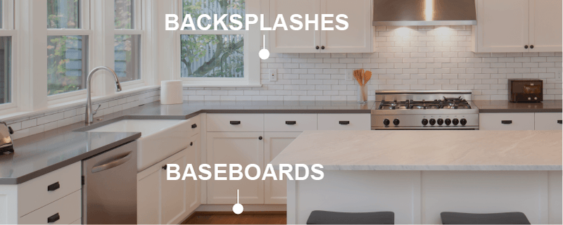 works on backsplashes and baseboards