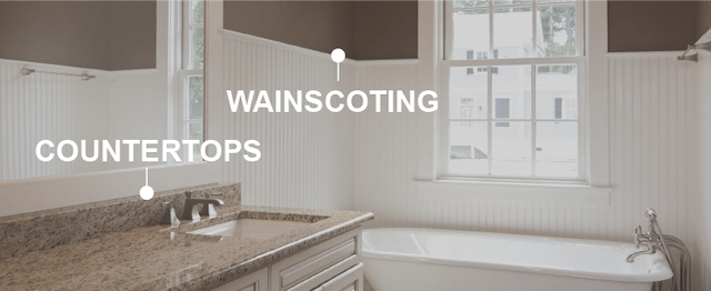 works on wainscoting and countertops