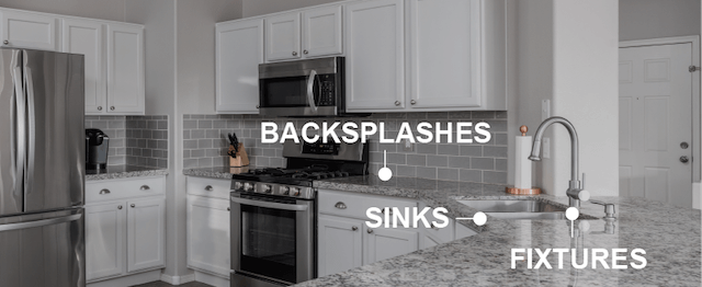 works on backsplashes, sinks and fixtures