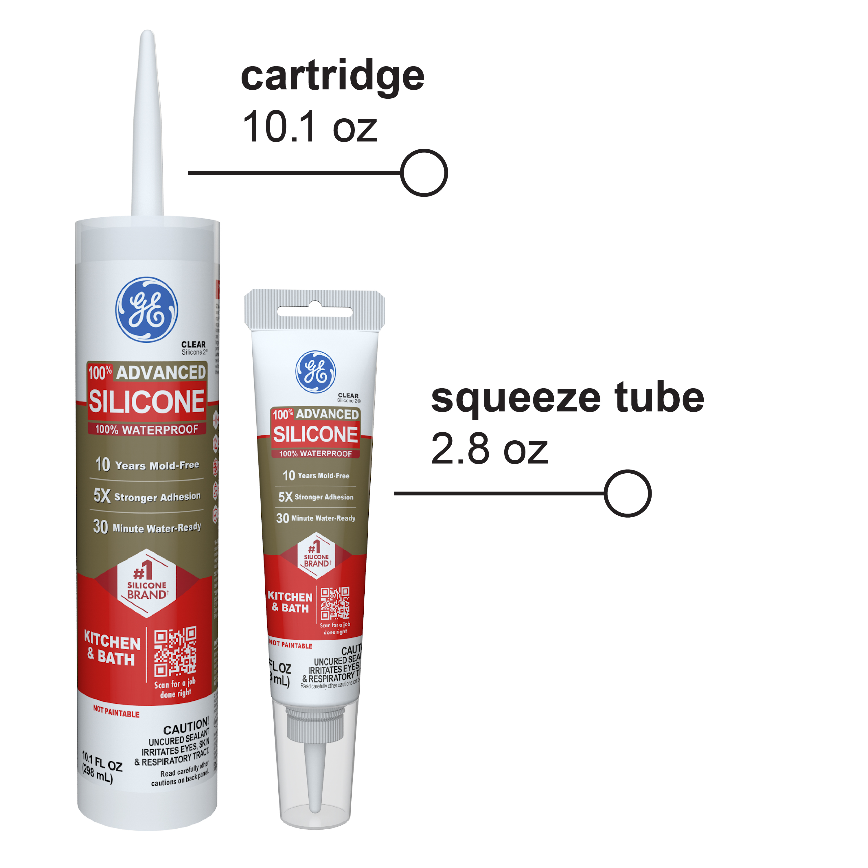 GE Advanced Silicone 2 Kitchen & Bath Sealant, Clear