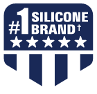 Image of a badge stating #1 Silicone Brand with five stars.