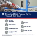 Image of Siliconized Multi-Purpose Acrylic Kitchen & Bath Caulk with key features and usage.