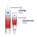 Image of two silicone acrylic caulk products comparing a 10 oz cartridge and a 5.5 oz squeeze tube.