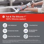 Image of Tub & Tile Silicone 1 Sealant with benefits like 100% Waterproof, 7-Year Mold-Free, and Flexibility.