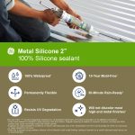 Image of Metal Silicone 2 sealant with waterproof, mold-free, and UV resistant properties being applied.