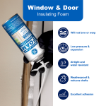 Image of GE Window & Door Insulating Foam with features like low pressure expansion and water resistance.