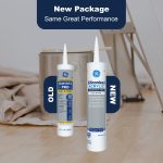 Image of old and new packaging for GE Siliconized Acrylic Painter’s Pro sealant tubes.