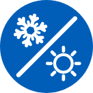 Image of icon indicating resistance to both freeze and sun conditions.