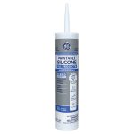 Image of GE Paintable Silicone All Projects caulk in clear, for waterproofing windows, doors, and exteriors.