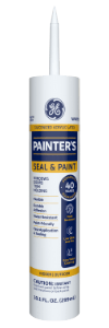Image of GE Siliconized Acrylic Painter's Pro sealant, quick-dry and paintable for various surfaces.