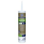 Image of GE Silicone Gutter sealant, clear and 100% waterproof for various weather conditions.