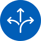 Image of a flexibility icon showing an arrow looping back to its start, symbolizing high elasticity.