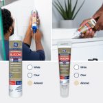 Advanced Silicone 2® Kitchen & Bath Sealant is available in cartridge and squeeze tube size, in colors white, clear, and almond.