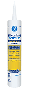 Image of GE Siliconized Acrylic Painter's Pro sealant, quick-dry and paintable, for windows and molding.