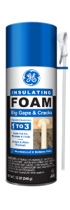 Image of GE Insulating Foam for big gaps and cracks, airtight and water-resistant, in a 12 oz can with nozzle.