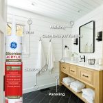 Photo of siliconized acrylic sealant for kitchens and baths with indicators for trim, molding, and paneling application.