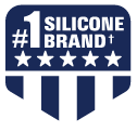 Image of a badge stating #1 Silicone Brand with five stars.