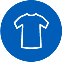 Image of a blue T-shirt icon, representing casual apparel or clothing logo.