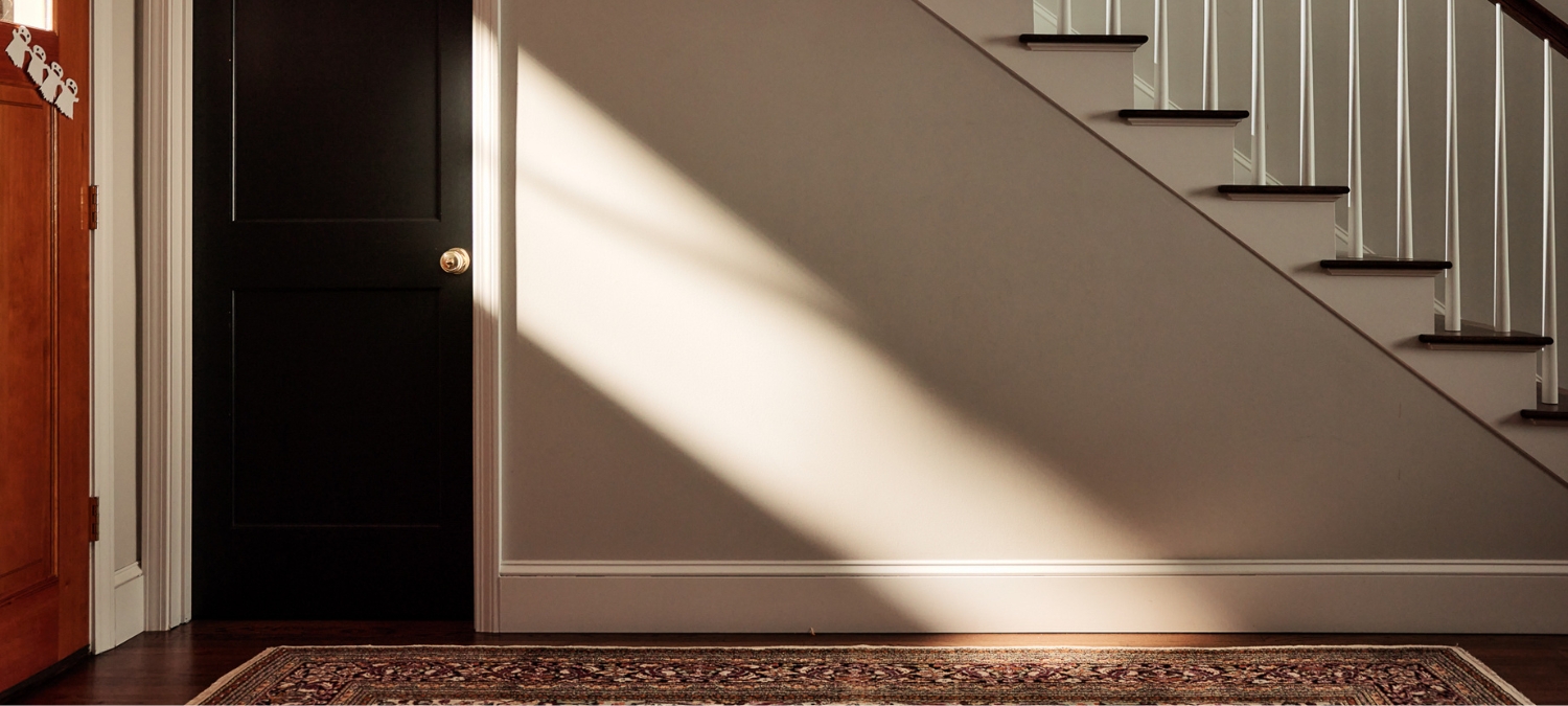 A baseboard recently caulked with a GE Sealant for a seamless finish.