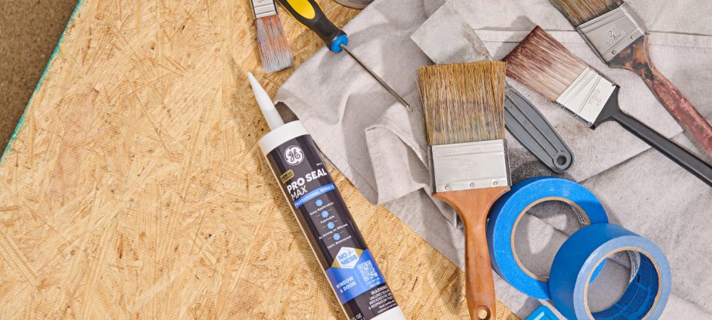 GE Pro Seal Max Window & Door with painting supplies.