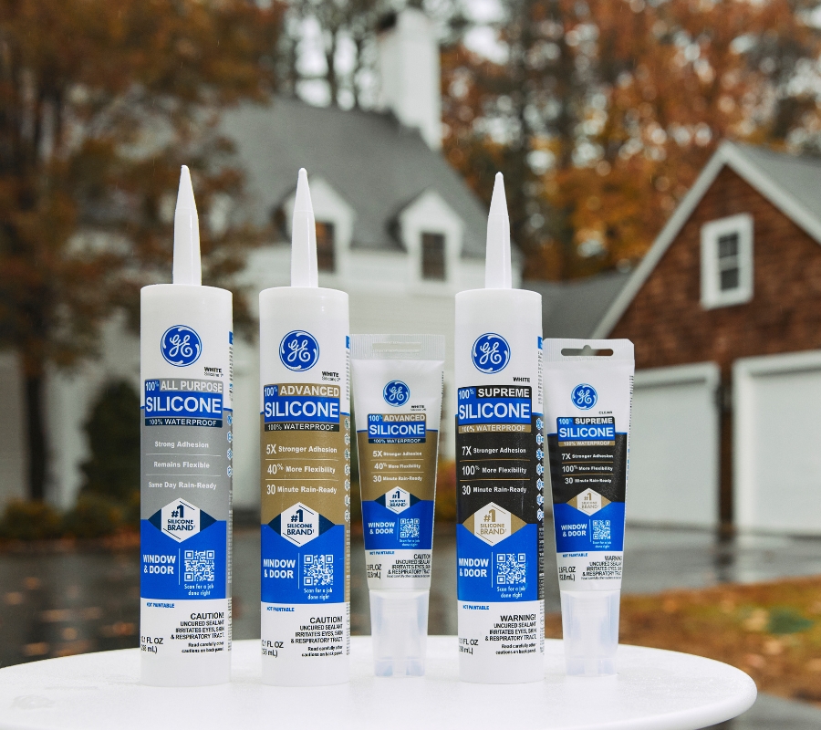 GE Window & Door Silicone Sealant product lineup for exterior home use.