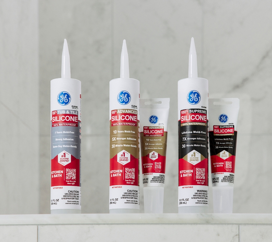 GE Kitchen & Bath Silicone Sealant products for moisture-prone areas.