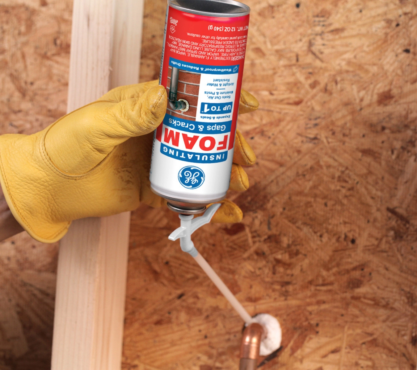 Insulating foam used to seal gaps and cracks in the home.