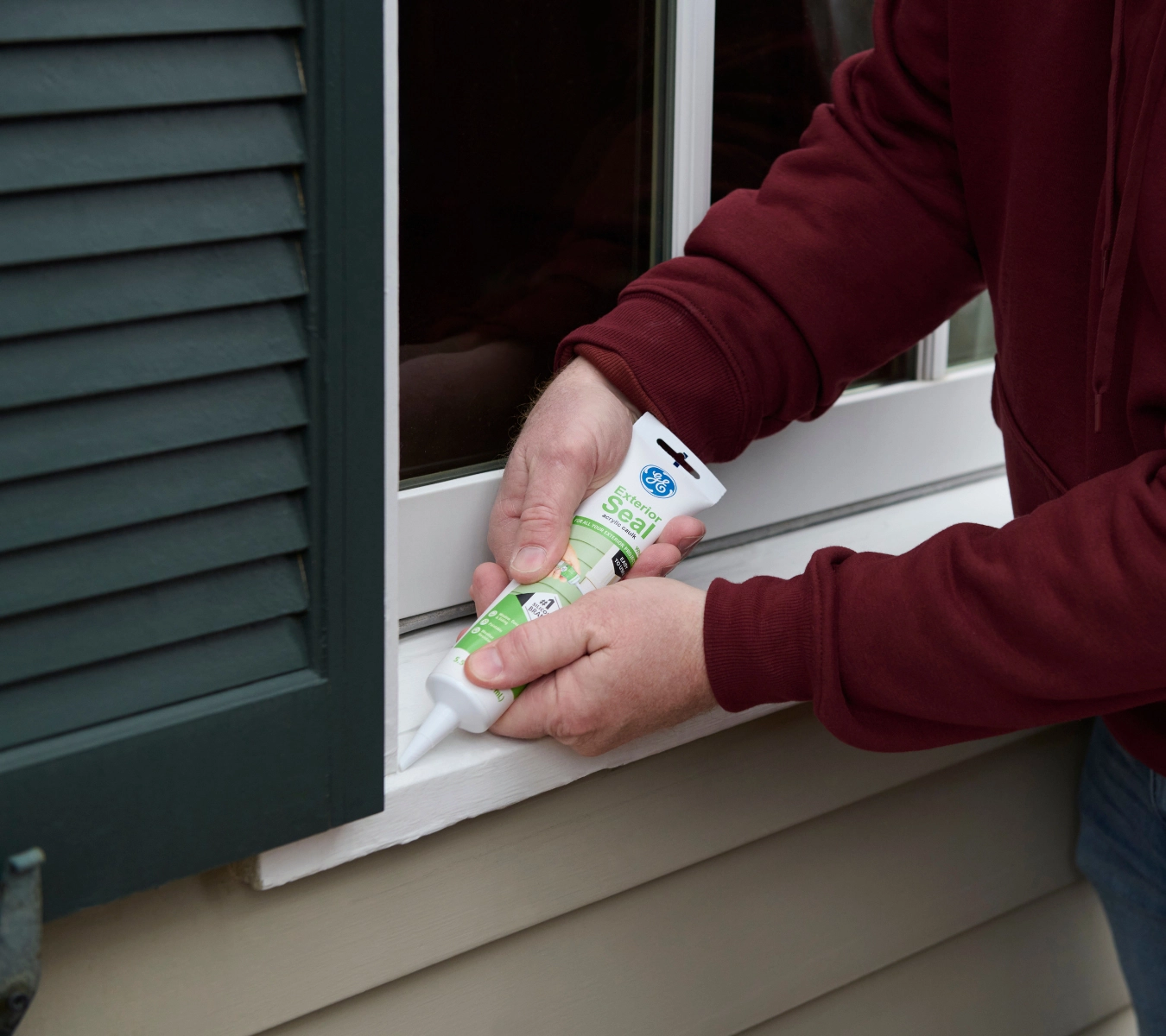 A photo of GE Exterior Seal Acrylic Caulk.