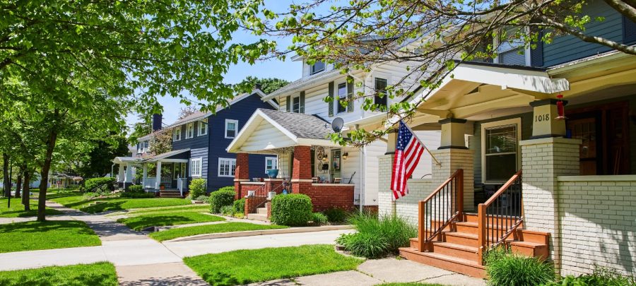 A sustainably-built suburban neighborhood.
