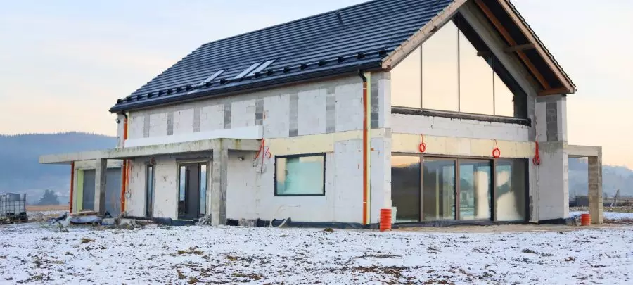 A photo of fresh snow on a construction site.
